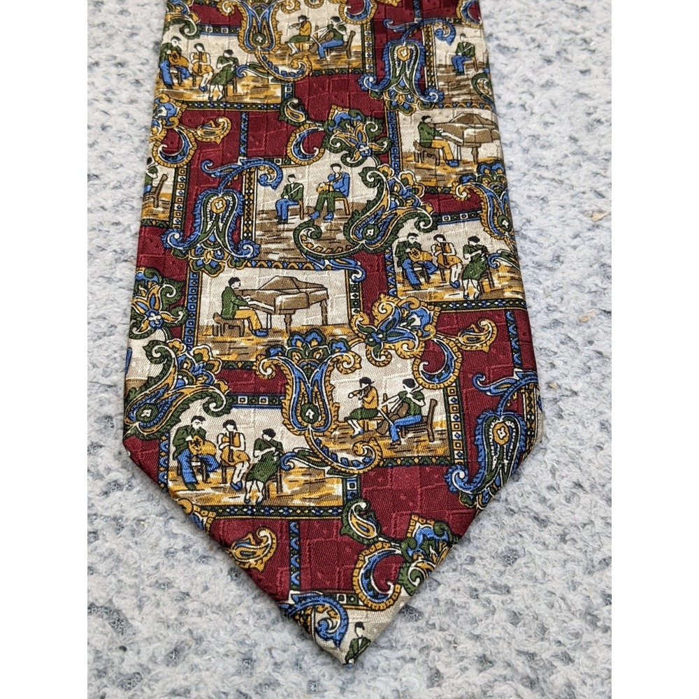 Vintage Andrea Sarti Renaissance Theme Silk Tie Made in Italy Elegant Unique - Picture 2 of 8